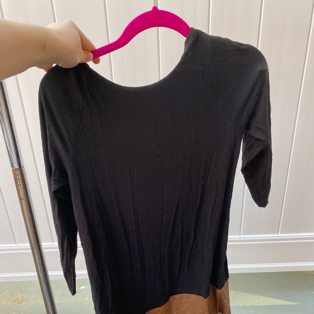 Black Dress with Leather and Suede Details
